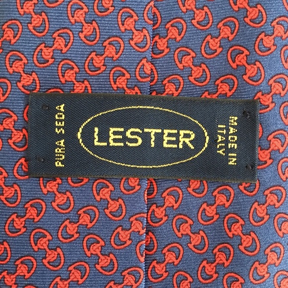 Lester Horsebit Pattern Silk Tie - Picture 5 of 6
